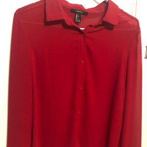 Red button down blouse